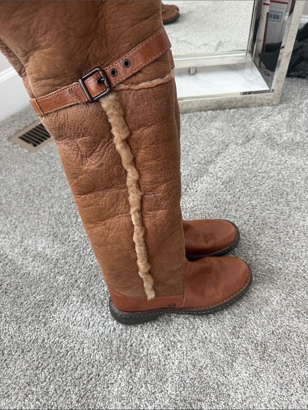 Born Tall Shearling-Trim Boots - Brown - Picture 7 of 9